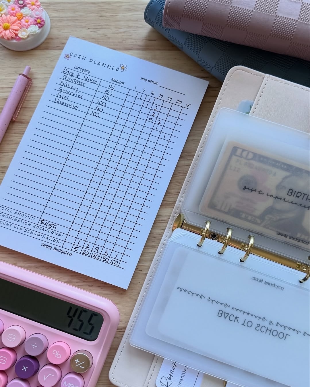 cash planner aesthetic budget notepad