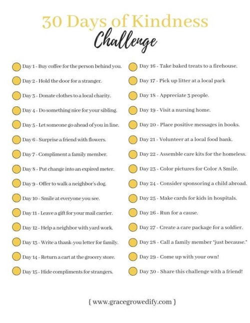 30 day kindness challenge