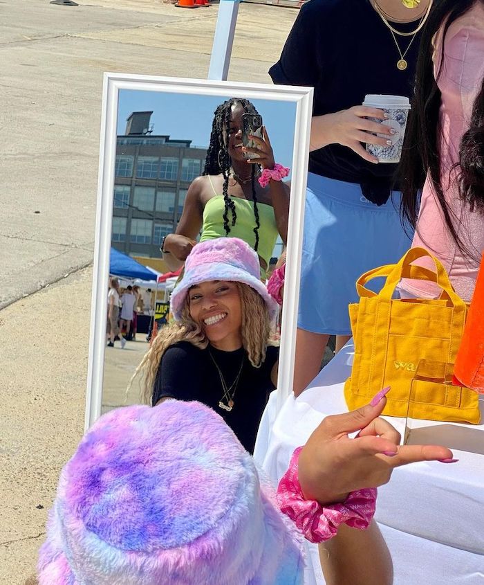 multicolored cute fluffy bucket hat